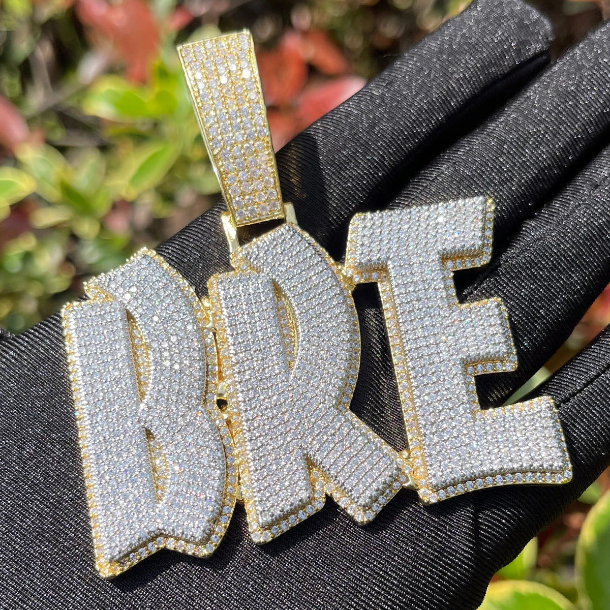 Custom Letters Pendant Iced Out Cz Diamond Personalized Name Necklace