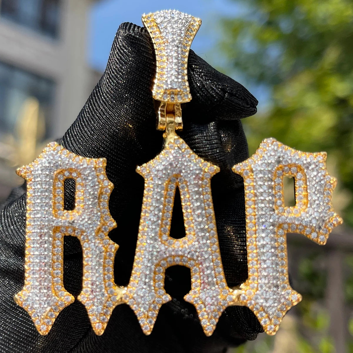 Custom Angelic Letters Pendant Iced Out Cz Diamond Personalized Name Necklace