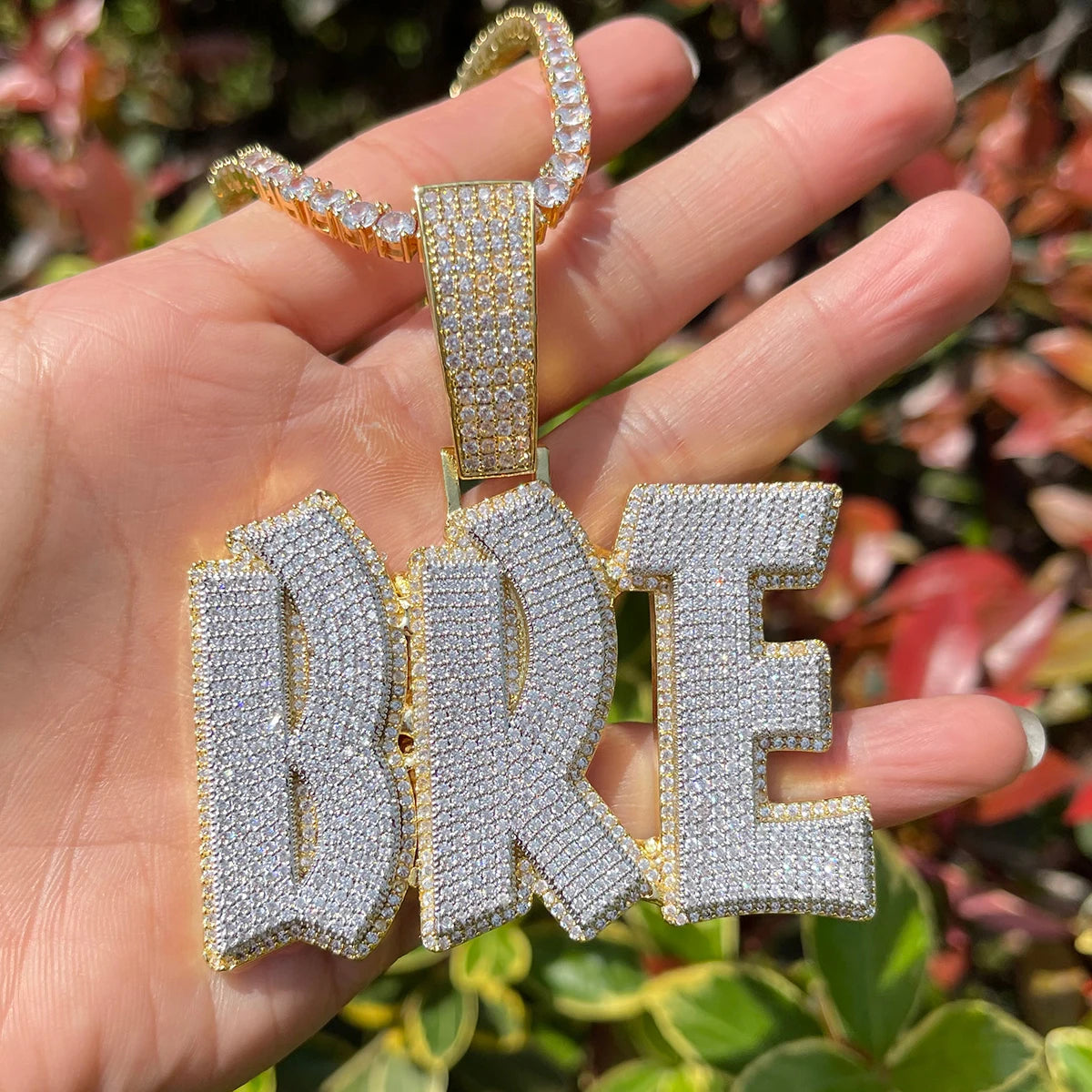 Custom Letters Pendant Iced Out Cz Diamond Personalized Name Necklace