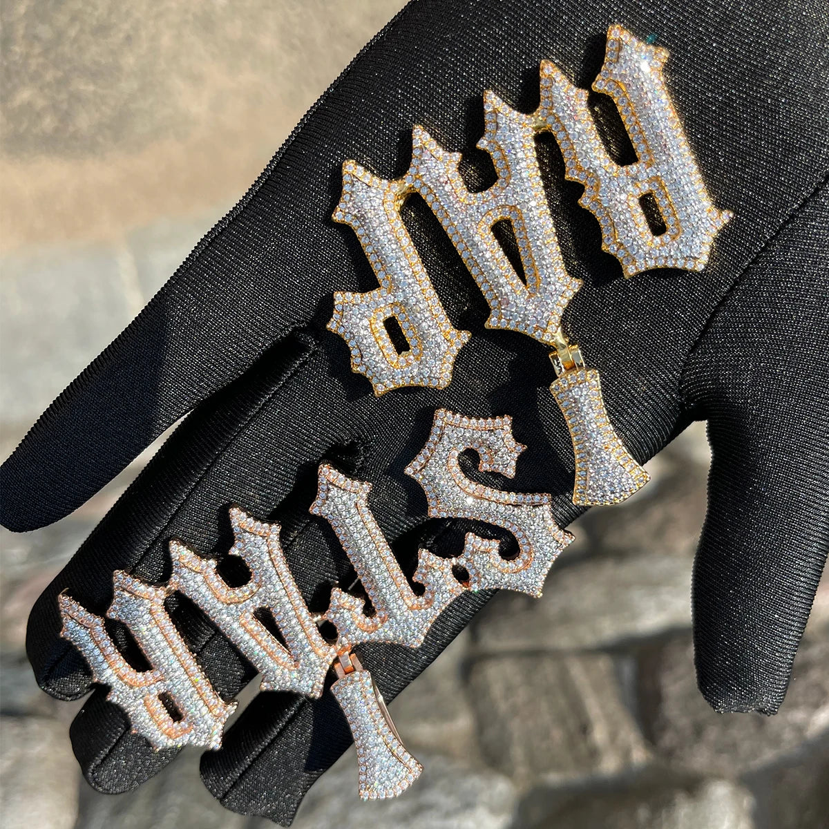 Custom Angelic Letters Pendant Iced Out Cz Diamond Personalized Name Necklace