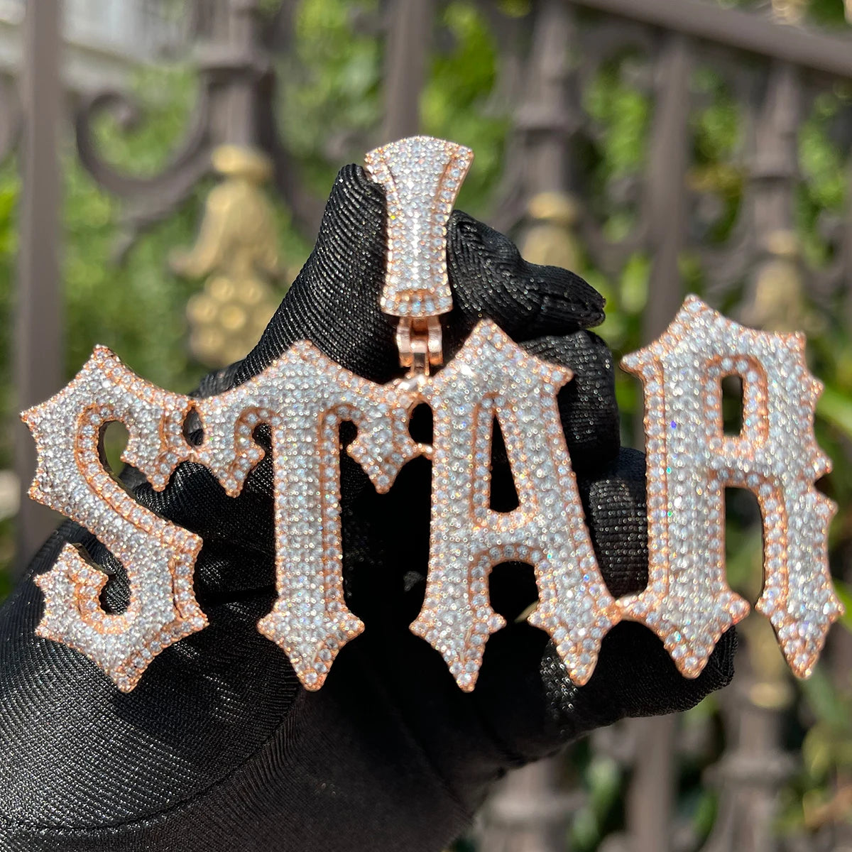 Custom Angelic Letters Pendant Iced Out Cz Diamond Personalized Name Necklace