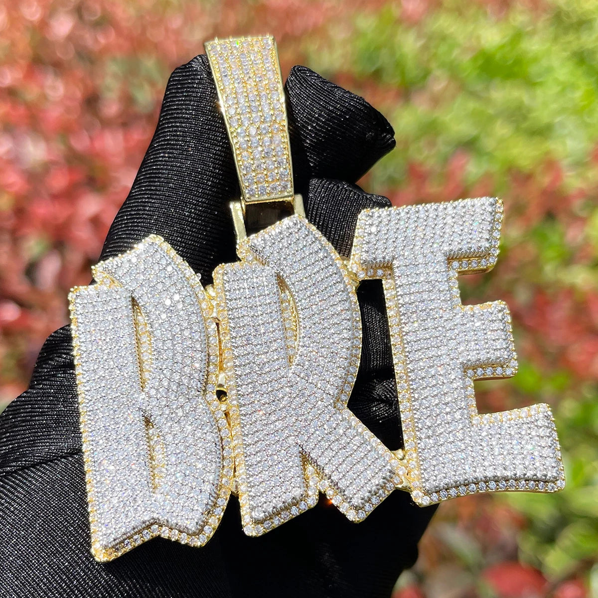 Custom Letters Pendant Iced Out Cz Diamond Personalized Name Necklace
