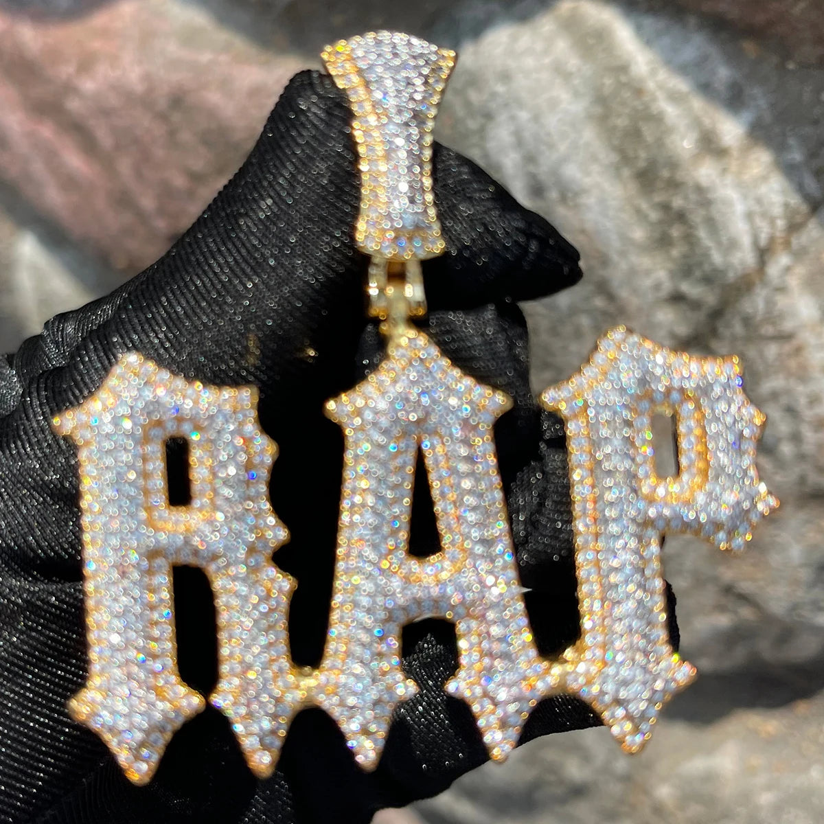 Custom Angelic Letters Pendant Iced Out Cz Diamond Personalized Name Necklace