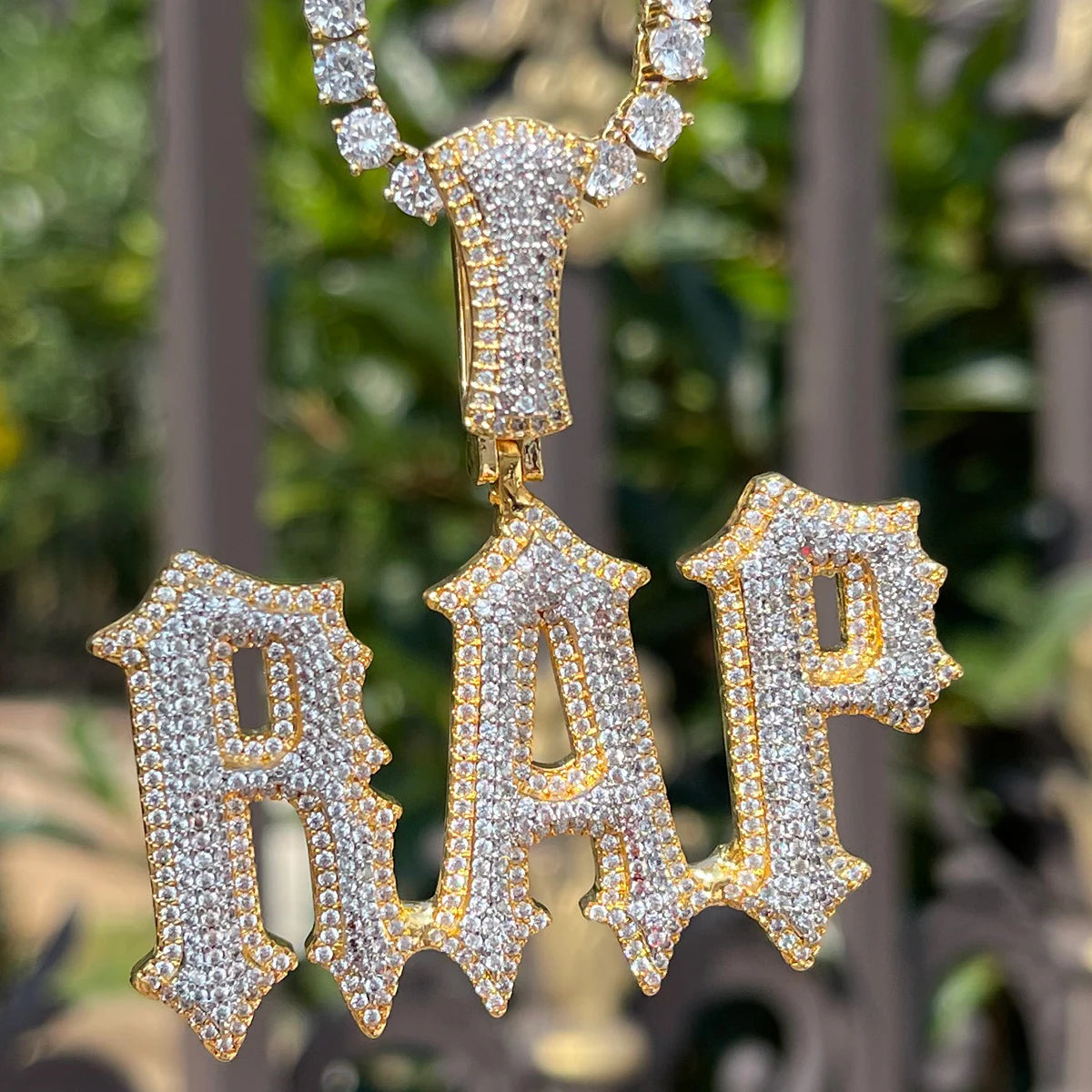 Custom Angelic Letters Pendant Iced Out Cz Diamond Personalized Name Necklace