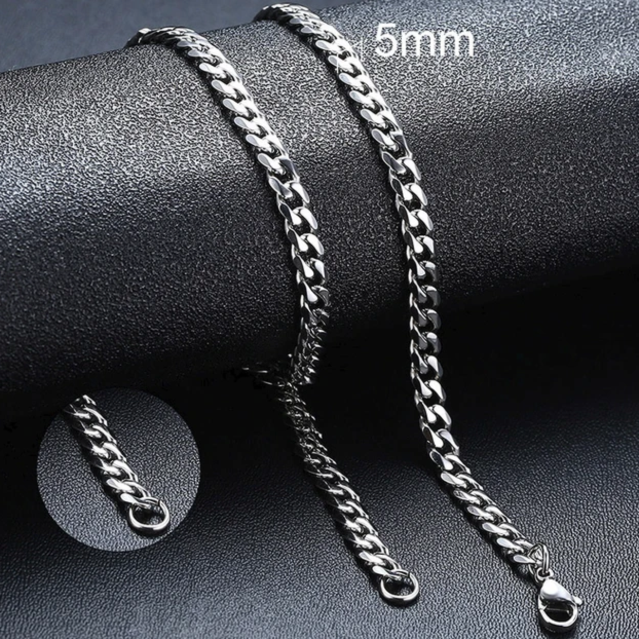 Cuban Link Chain in Silver Gold - 5mm - 50 CM