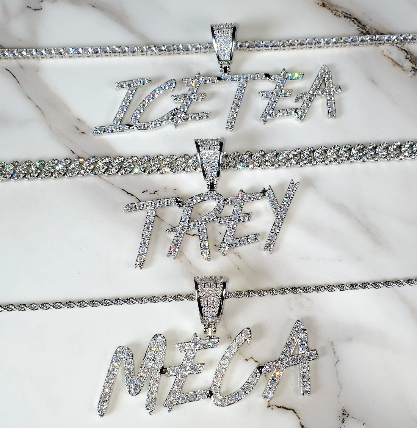 Custom Brush Font Letters Pendant Iced Out Cz Diamond Personalized Name Necklace
